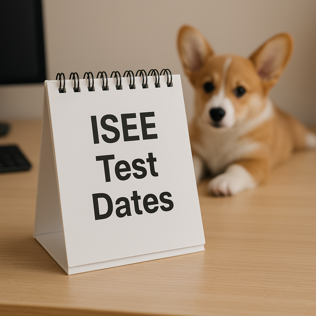 corgi with ISEE test dates calendar